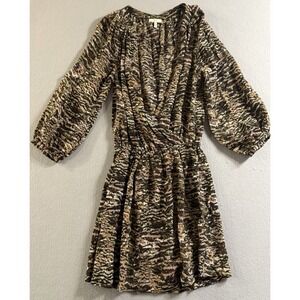 Joie Abstract Animal Molly Dress in Coffee Bean Size XS Silk Mini